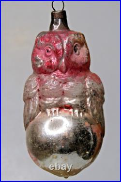 Antique Vintage Glass Big Red EYE OWL Bird on BALL Christmas Ornament Germany