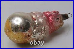 Antique Vintage Glass Big Red EYE OWL Bird on BALL Christmas Ornament Germany
