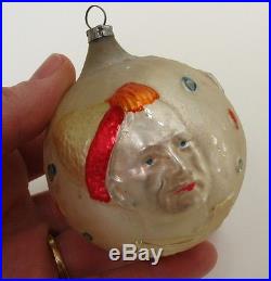 Antique/Vintage Glass Double-Sided, TWO-FACED CLOWN Christmas Ornament