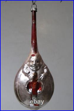 Antique Vintage Glass FAT Embossed Mandoline MAN Christmas Ornament Germany