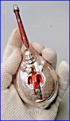 Antique Vintage Glass FAT Embossed Mandoline MAN Christmas Ornament Germany