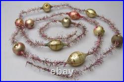 Antique Vintage Glass Indent Beads Tinsel Christmas Ornament 60 Garland