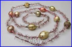 Antique Vintage Glass Indent Beads Tinsel Christmas Ornament 60 Garland