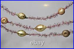 Antique Vintage Glass Indent Beads Tinsel Christmas Ornament 60 Garland