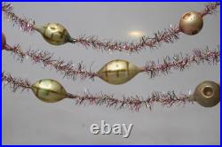 Antique Vintage Glass Indent Beads Tinsel Christmas Ornament 60 Garland