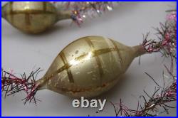 Antique Vintage Glass Indent Beads Tinsel Christmas Ornament 60 Garland