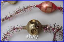 Antique Vintage Glass Indent Beads Tinsel Christmas Ornament 60 Garland