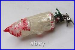 Antique Vintage Glass SANTA w Feather TREE Clip On Christmas Ornament Germany