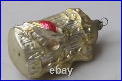 Antique Vintage Glass Woodpecker Bird On Tree Stump Christmas Ornament Germany