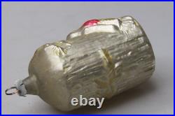 Antique Vintage Glass Woodpecker Bird On Tree Stump Christmas Ornament Germany