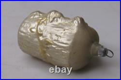 Antique Vintage Glass Woodpecker Bird On Tree Stump Christmas Ornament Germany