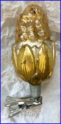 Antique Vintage Lady In Flower On Clip Figural German Glass Christmas Ornament