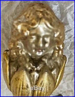 Antique Vintage Lady In Flower On Clip Figural German Glass Christmas Ornament