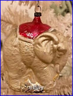 Antique Vintage Large Walking Elephant German Glass Figural Christmas Ornament