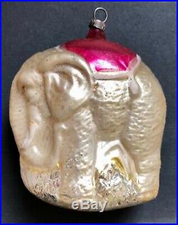 Antique Vintage Large Walking Elephant Glass German Figural Christmas Ornament