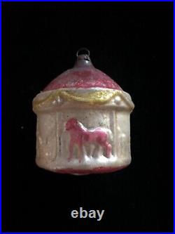 Antique Vintage Mercury Glass Christmas Ornament Gold Carousel Germany- 1900s