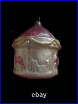 Antique Vintage Mercury Glass Christmas Ornament Gold Carousel Germany- 1900s