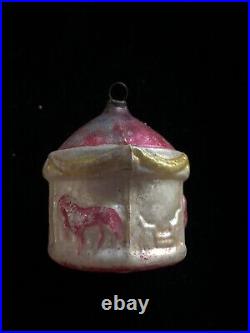 Antique Vintage Mercury Glass Christmas Ornament Gold Carousel Germany- 1900s