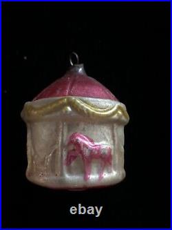 Antique Vintage Mercury Glass Christmas Ornament Gold Carousel Germany- 1900s