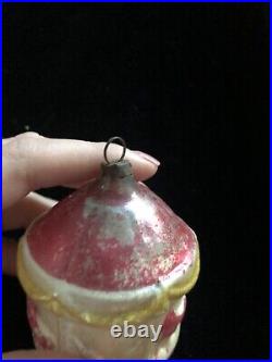 Antique Vintage Mercury Glass Christmas Ornament Gold Carousel Germany- 1900s