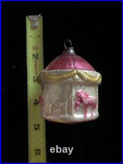 Antique Vintage Mercury Glass Christmas Ornament Gold Carousel Germany- 1900s