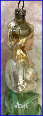 Antique Vintage Pincushion Doll Angel Hair Skirt Glass German Christmas Ornament