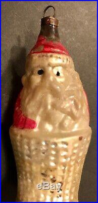 Antique Vintage Santa In A Stocking German Glass Figural Christmas Ornament