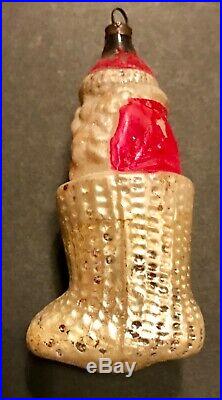 Antique Vintage Santa In A Stocking German Glass Figural Christmas Ornament