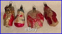 Antique Vintage Set of 12 Figural Feather Tree Glass German Christmas Ornament