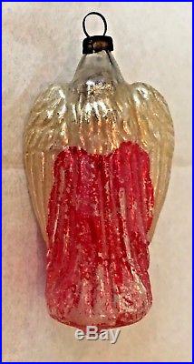 Antique Vintage Unsilvered Angel W Die Cut Face Glass German Christmas Ornament