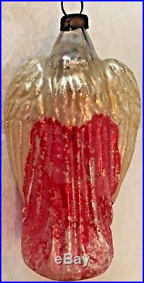 Antique Vintage Unsilvered Angel W Die Cut Face Glass German Christmas Ornament