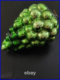 Antique Vtg Large Gteen Kugel Mercury Glass Berry Grape Christmas Ornament 8 L