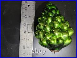 Antique Vtg Large Gteen Kugel Mercury Glass Berry Grape Christmas Ornament 8 L