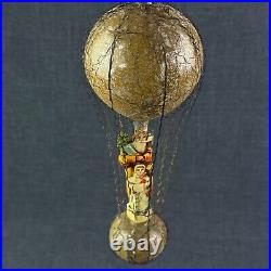 Antique Wire Wrapped Hot Air Balloon 8 Glass Ornament Santa & Child Germany