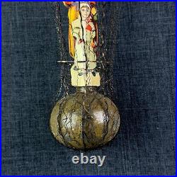 Antique Wire Wrapped Hot Air Balloon 8 Glass Ornament Santa & Child Germany