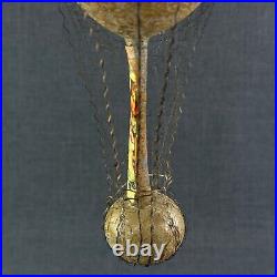 Antique Wire Wrapped Hot Air Balloon 8 Glass Ornament Santa & Child Germany