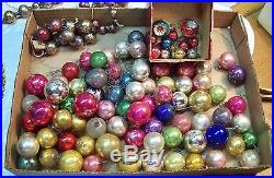 Antique Xmas Decorations Feather Trees Toppers Mercury Glass Garland & Balls Lot
