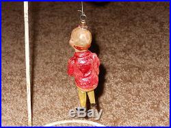 Antique hand blown glass Happy Hooligan Christmas tree ornament with Annealed legs