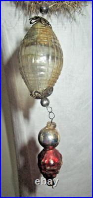 Antique mercury glass 3 Birds nest, Christmas tree ornament/Germany