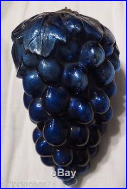 Antique vintage German Kugel Christmas ornament cobalt blue glass grapes cluster