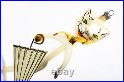 Art Glass Anamorphic Cat Christmas Ornament 1930-50s Hand Blown 5