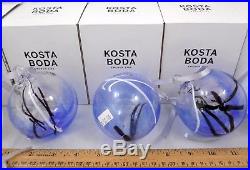 Assortment of 7 Kosta Boda Colored Christmas Ornaments Swedish Art Glass XMas