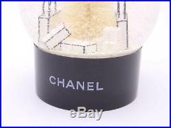 Auth CHANEL Snow Dome Christmas Ornament Black/White Glass/Plastic e40851
