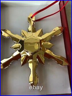 Baccarat Gold SNOWFLAKE CHRISTMAS ORNAMENT Crystal #2811191 New in Box Rare