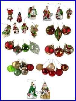 Balsam Hill Mistletoe and Holly Glass Christmas Ornament Set of 34/35 pieces
