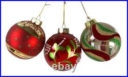 Balsam Hill Mistletoe and Holly Glass Christmas Ornament Set of 34/35 pieces