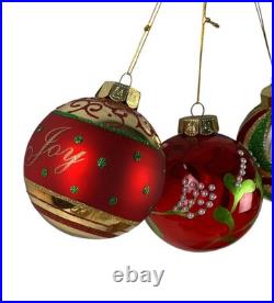 Balsam Hill Mistletoe and Holly Glass Christmas Ornament Set of 34/35 pieces