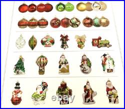 Balsam Hill Mistletoe and Holly Glass Christmas Ornament Set of 34/35 pieces