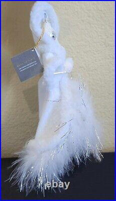 Beautiful Soffieria De Carlini White Snow Ice Queen Glass Christmas Ornament Nib