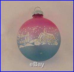 Beautiful Vintage SILENT NIGHT Unsilvered Stencil Shiny Brite Christmas Ornament